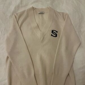 Sandro Cream V-Neck Sweater